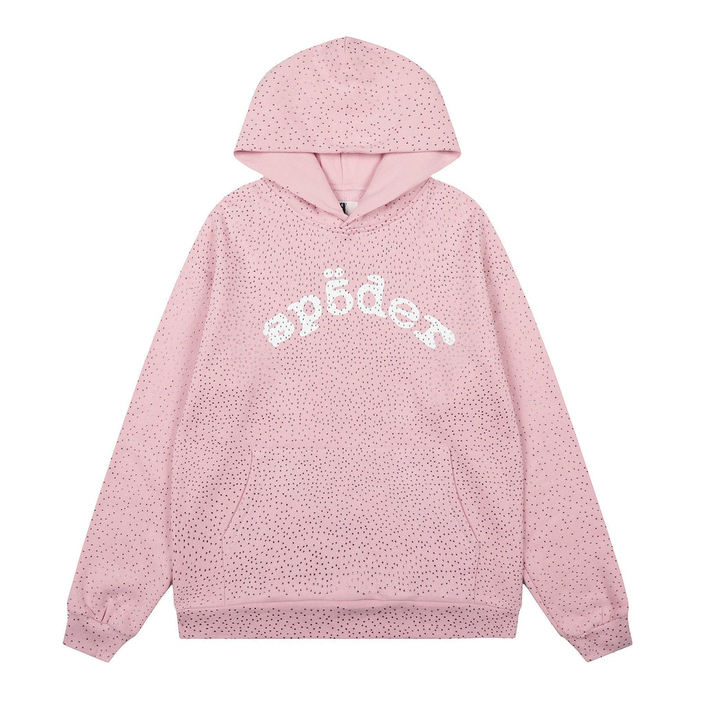 Sp5der Rhinestone Hoodie & Pants Matching Set — front