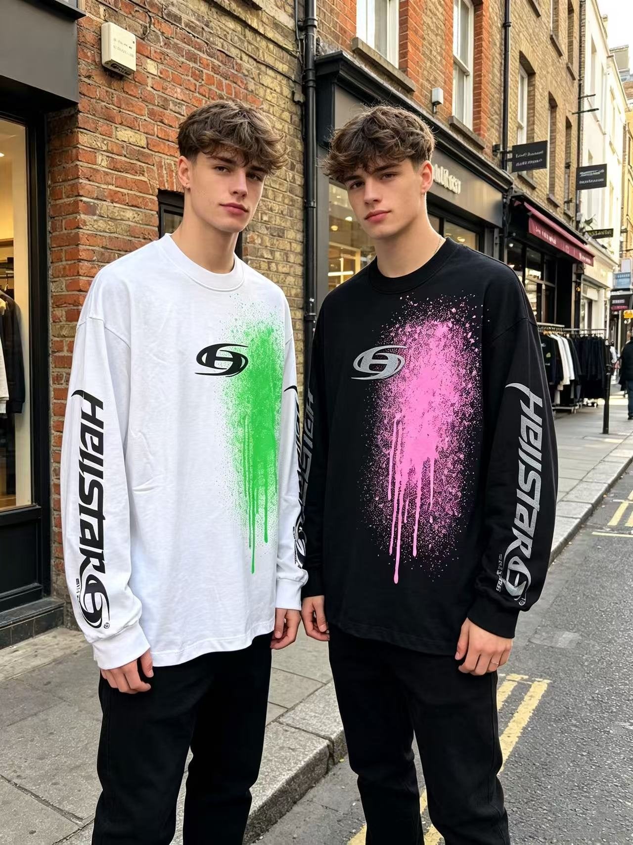 Hellstar Paint-Drip Graphic Long-Sleeve T-Shirt — context