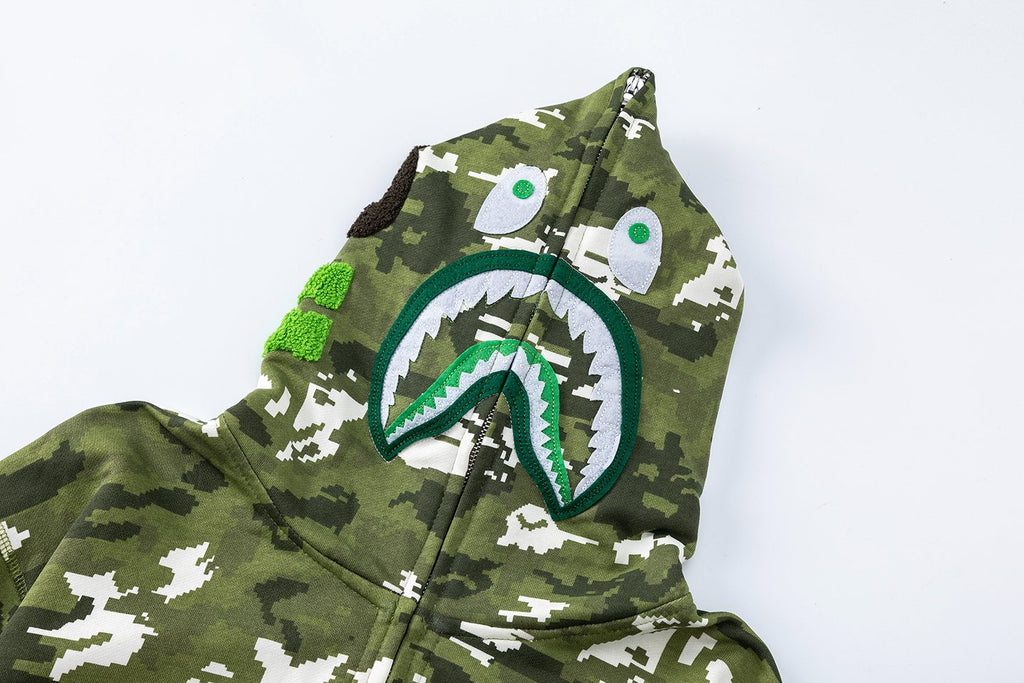 BAPE Shark Face Digital Camo Zip Hoodie — detail