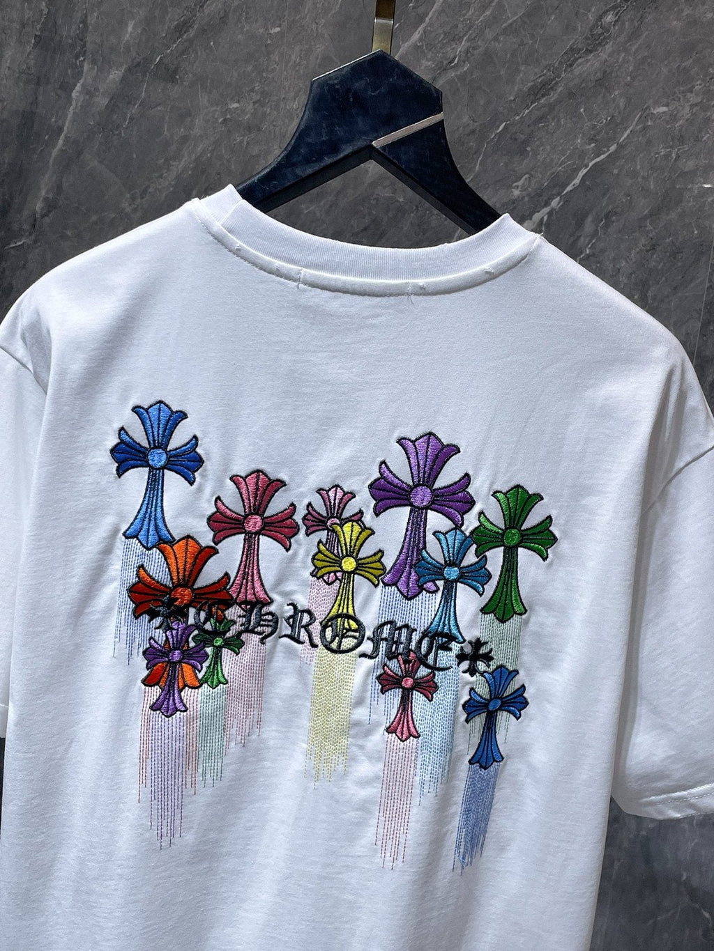 Chrome Hearts Floral Cross Embroidered T-Shirt — detail