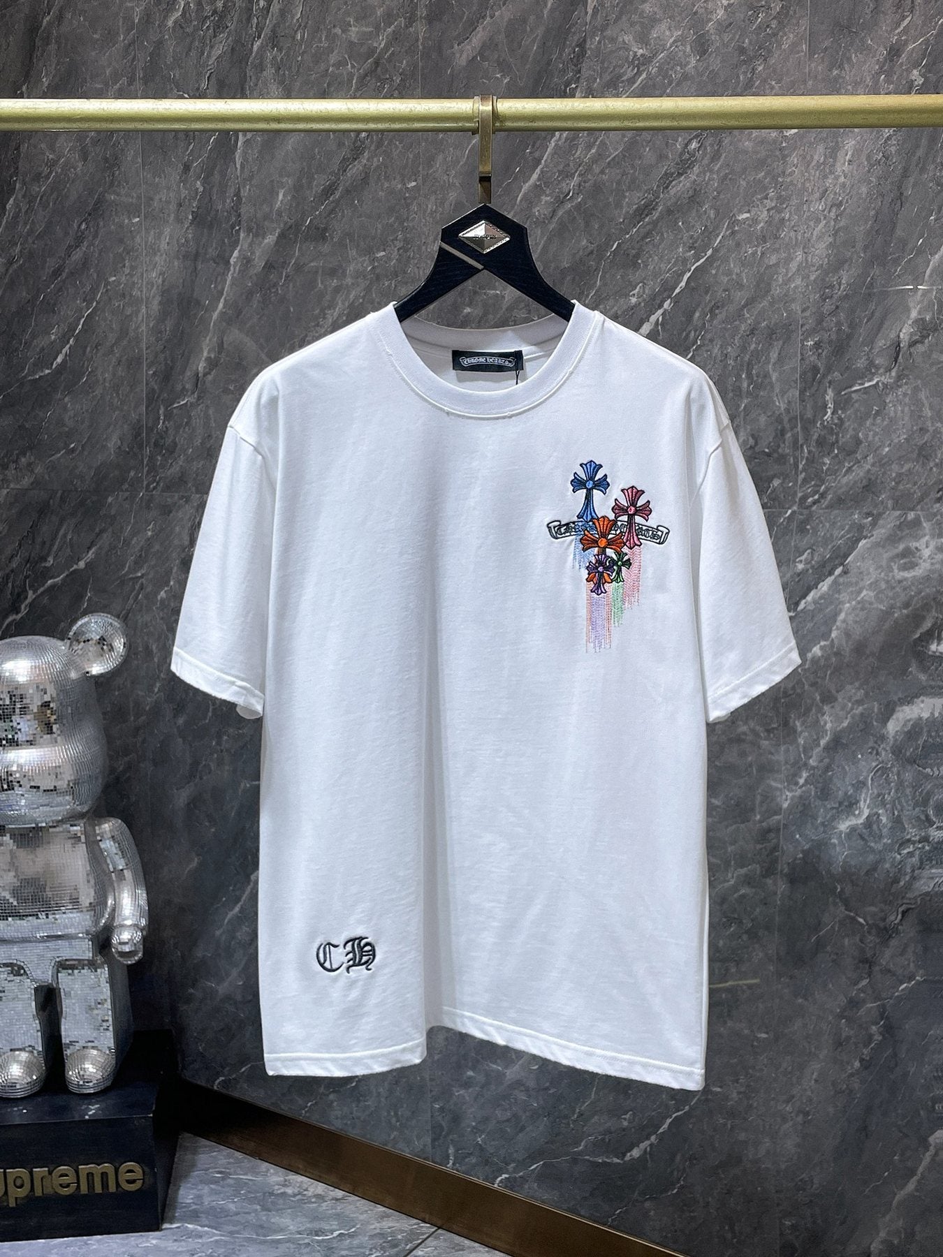 Chrome Hearts Floral Cross Embroidered T-Shirt — front