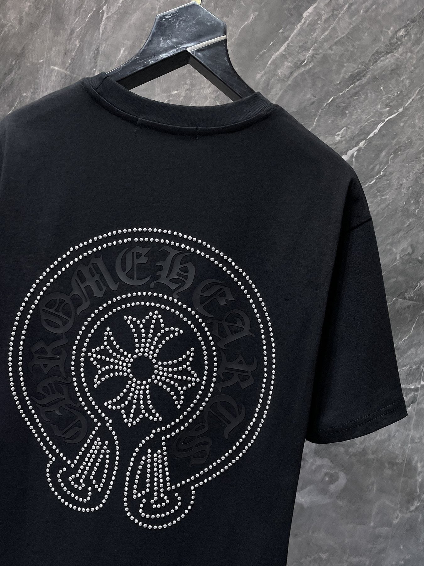 Chrome Hearts Rhinestone Cross Horseshoe Graphic T-Shirt — detail