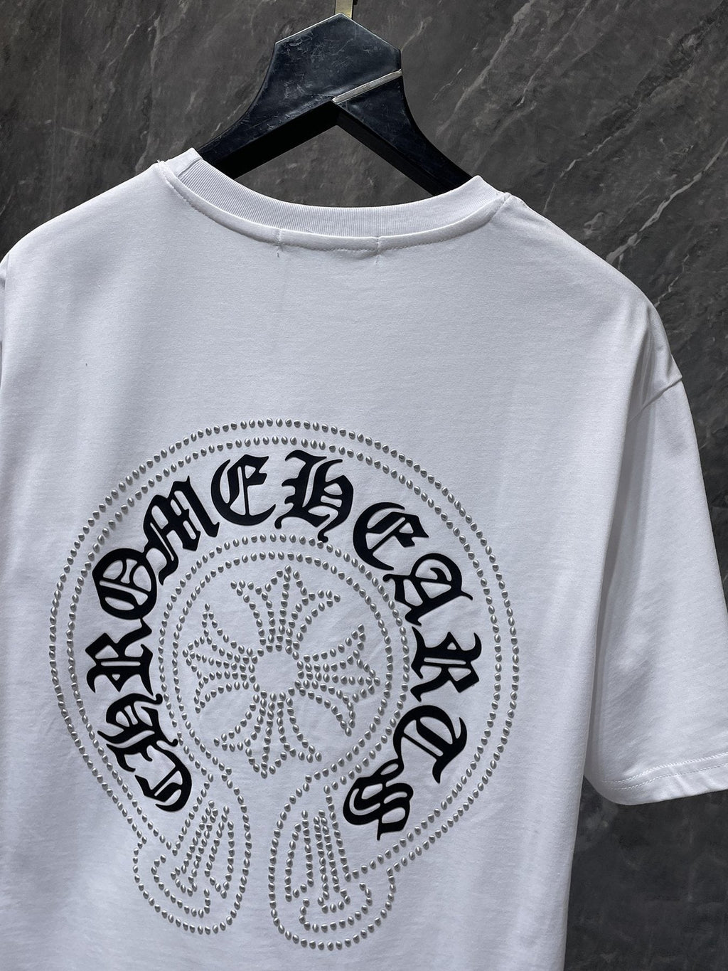 Chrome Hearts Rhinestone Cross Horseshoe Graphic T-Shirt — detail