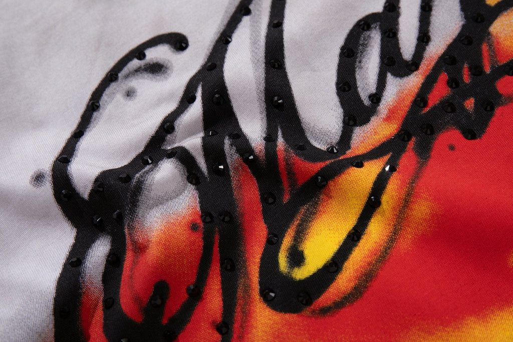 MAJESTIK Horse Racing Graffiti Graphic T-Shirt — detail