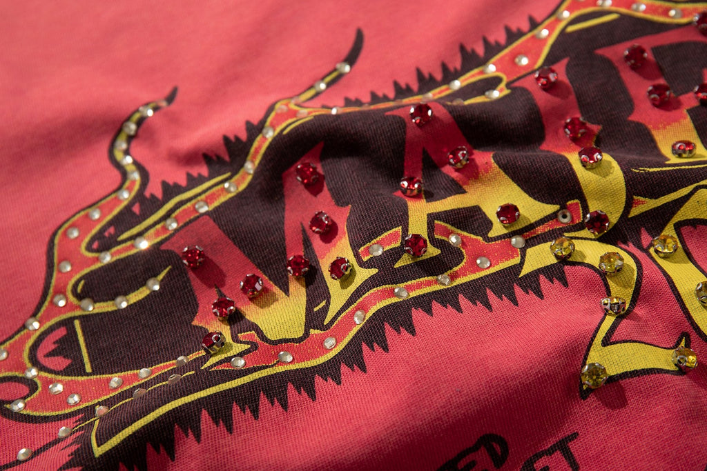 MAJESTIK Washed Red Graphic Short-Sleeve T-Shirt — detail