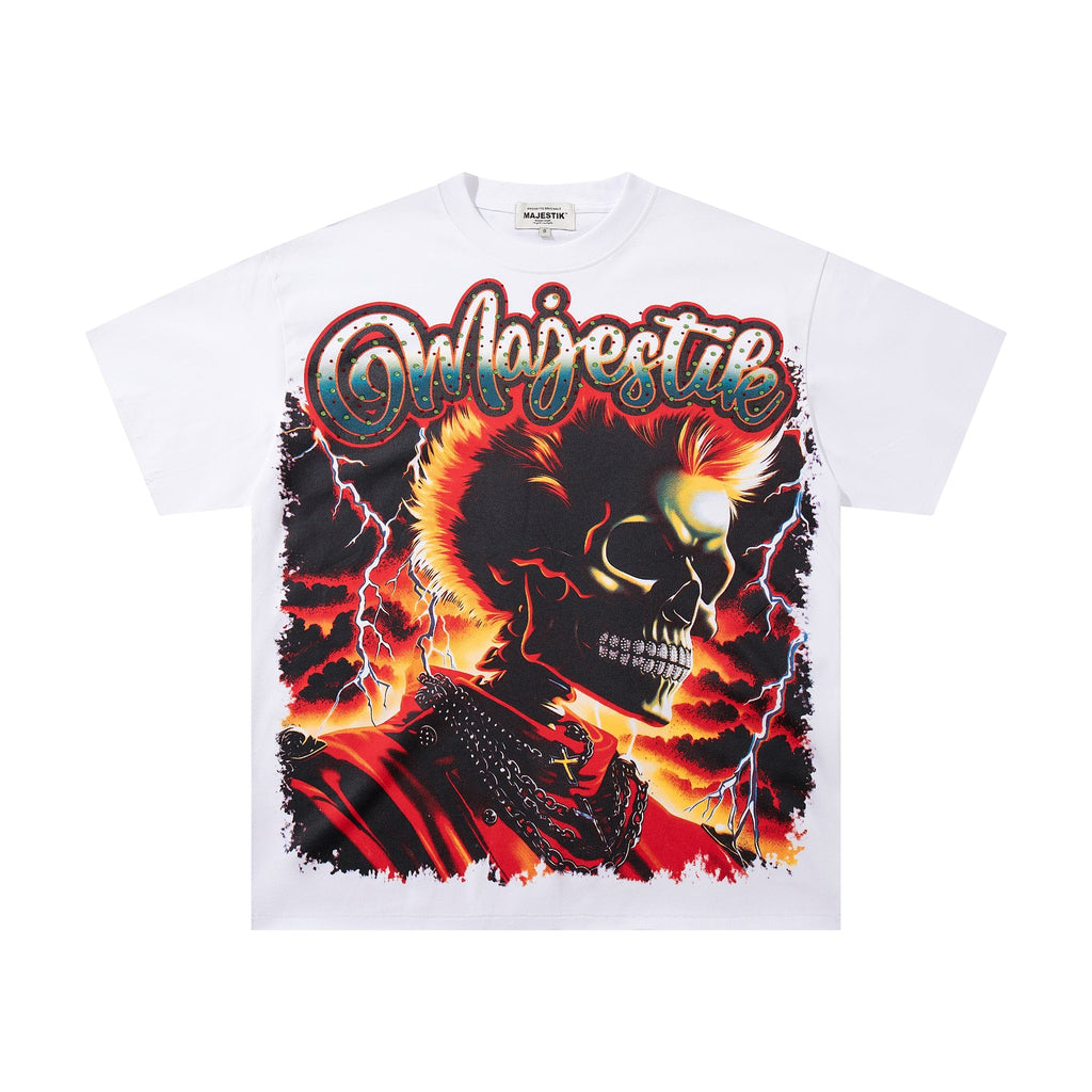 MAJESTIK Skull & Flame Graphic T-Shirt — hero