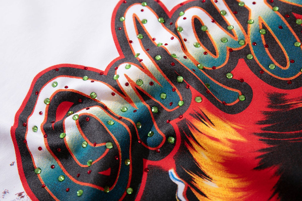 MAJESTIK Skull & Flame Graphic T-Shirt — detail