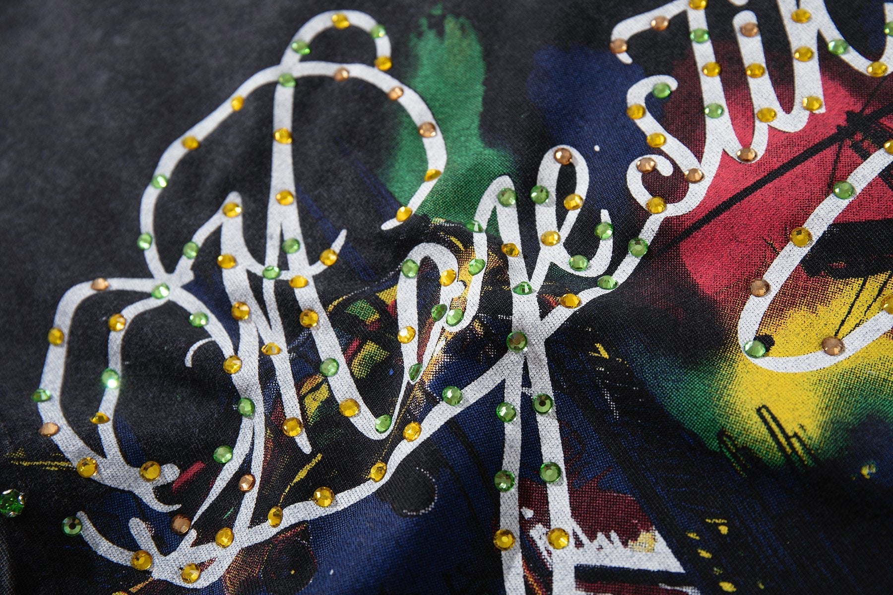 MAJESTIK Rhinestone Graphic Sleeveless T-Shirt — detail