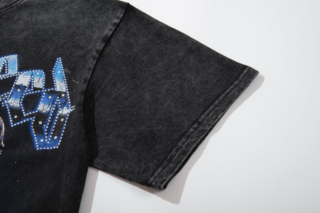 MAJESTIK Racing Graphic Acid-Wash T-Shirt — detail