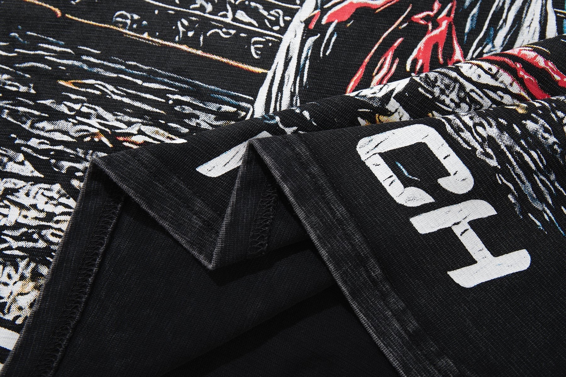 MAJESTIK Washed Black Graphic Short-Sleeve T-Shirt — detail