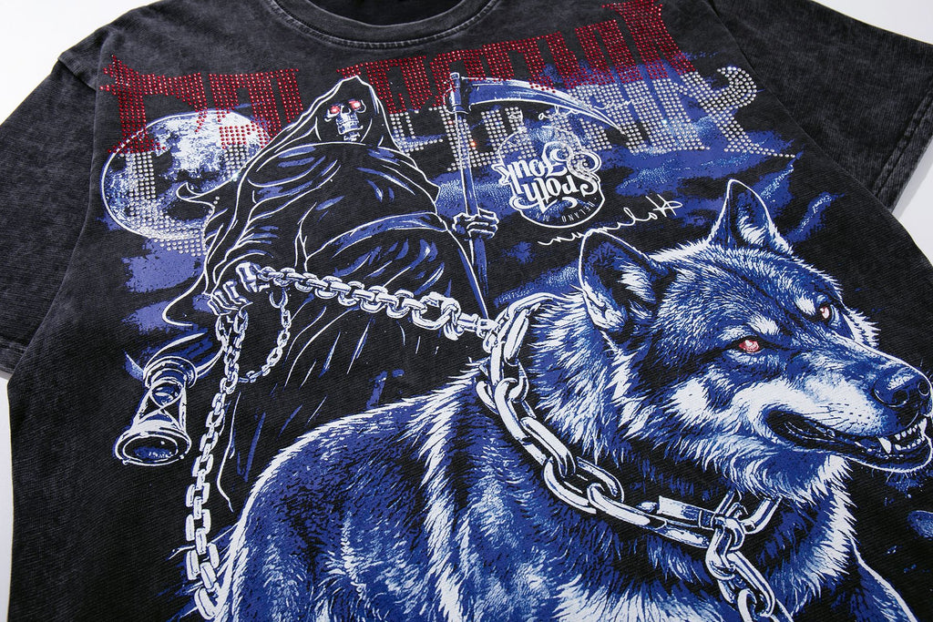 MAJESTIK Wolf Reaper Graphic T-Shirt — front