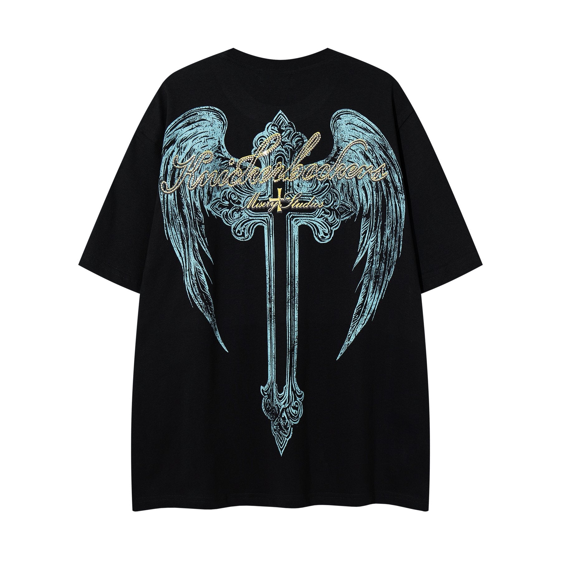 MAJESTIK Alien Skull Wing Graphic T-Shirt — back