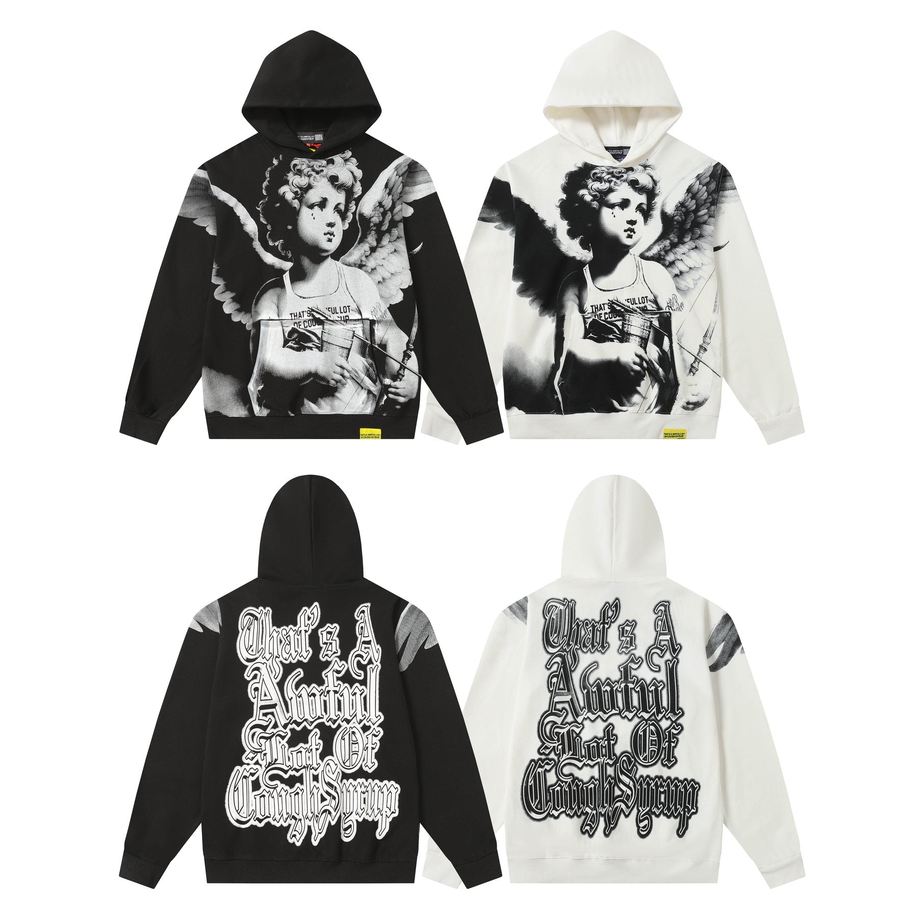THAT'S A AWFUL LOT OF COUGH SYRUP Angel Graphic Hoodie — comparison