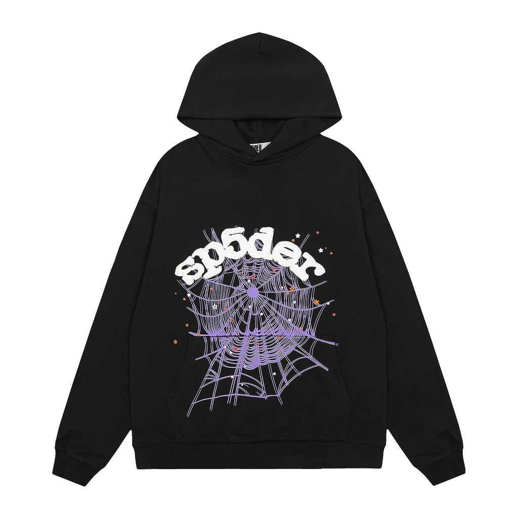 Sp5der Spiderweb Graphic Pullover Hoodie — front