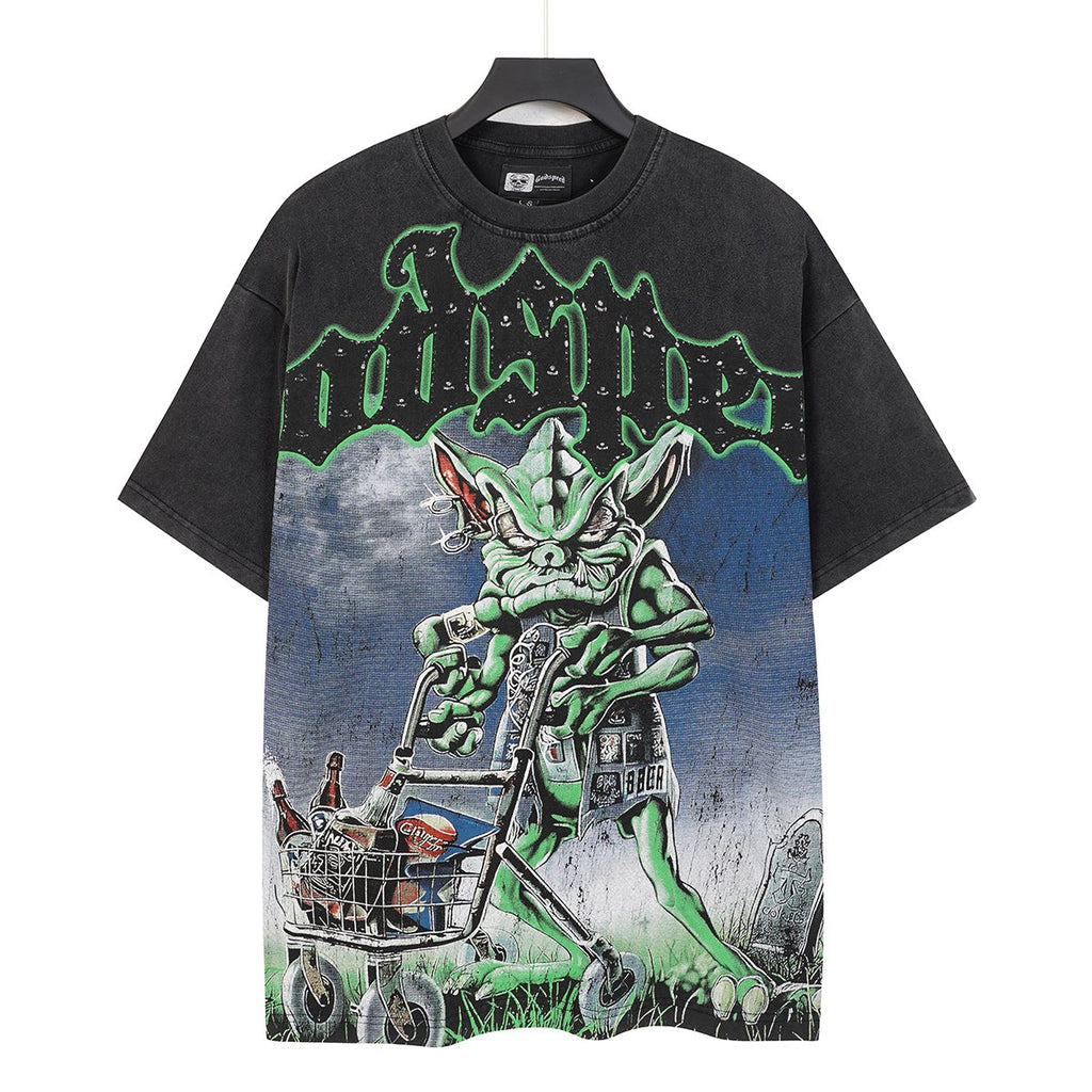 Godspeed Green Cart Character Graphic T-Shirt — front