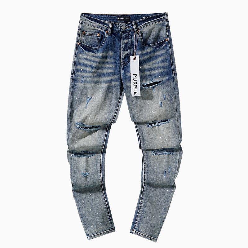 Purple Brand Paint-Splatter Distressed Jeans — hero