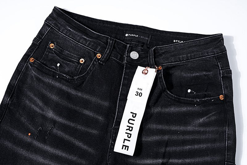 Purple Brand Paint-Splatter Distressed Jeans — detail