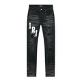 AMIRI Varsity Letter Appliqué Distressed Jeans — front