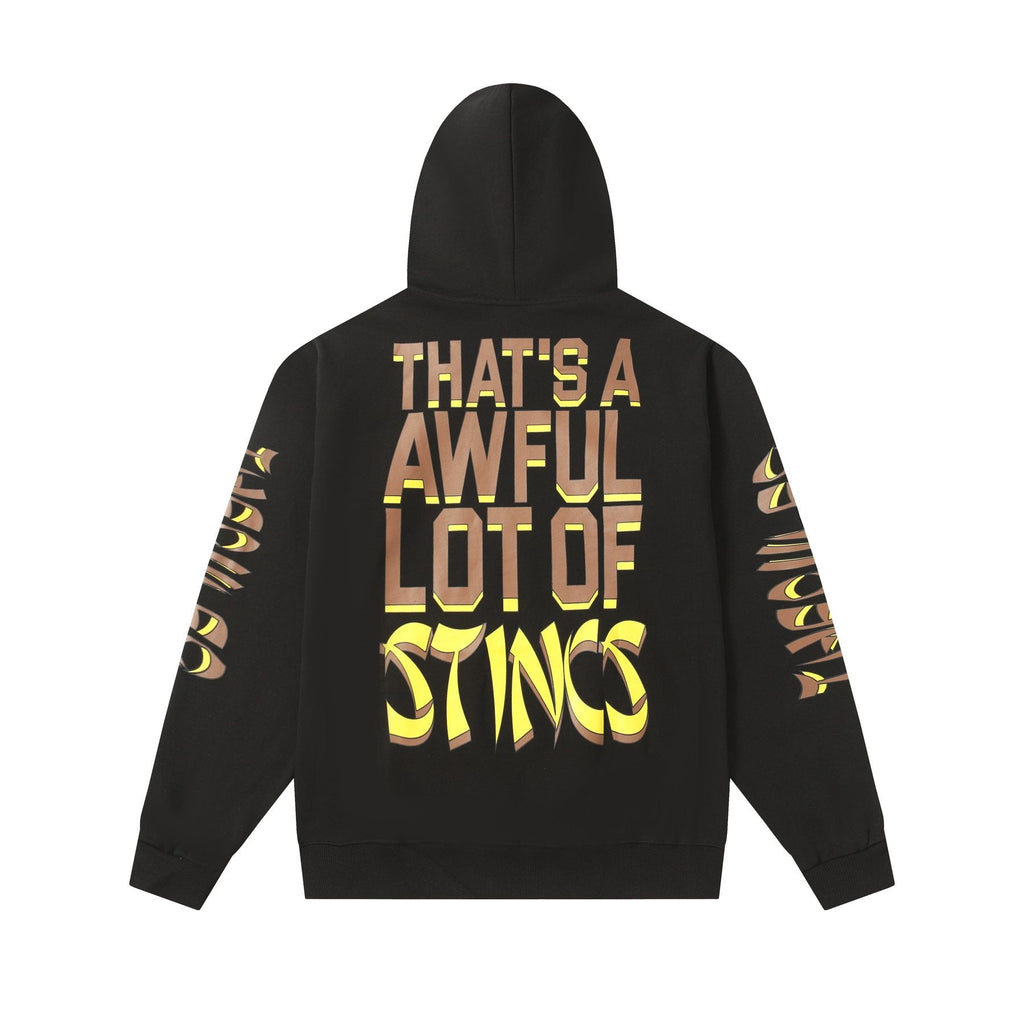 THAT'S A AWFUL LOT OF COUGH SYRUP Stings Character Graphic Hoodie — back