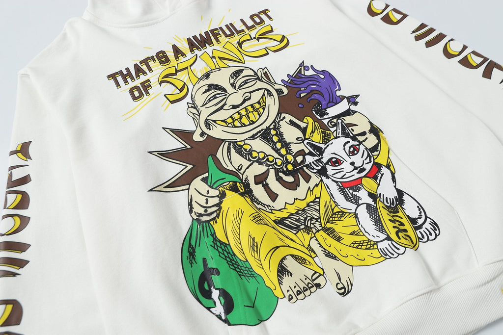 THAT'S A AWFUL LOT OF COUGH SYRUP Stings Character Graphic Hoodie — detail