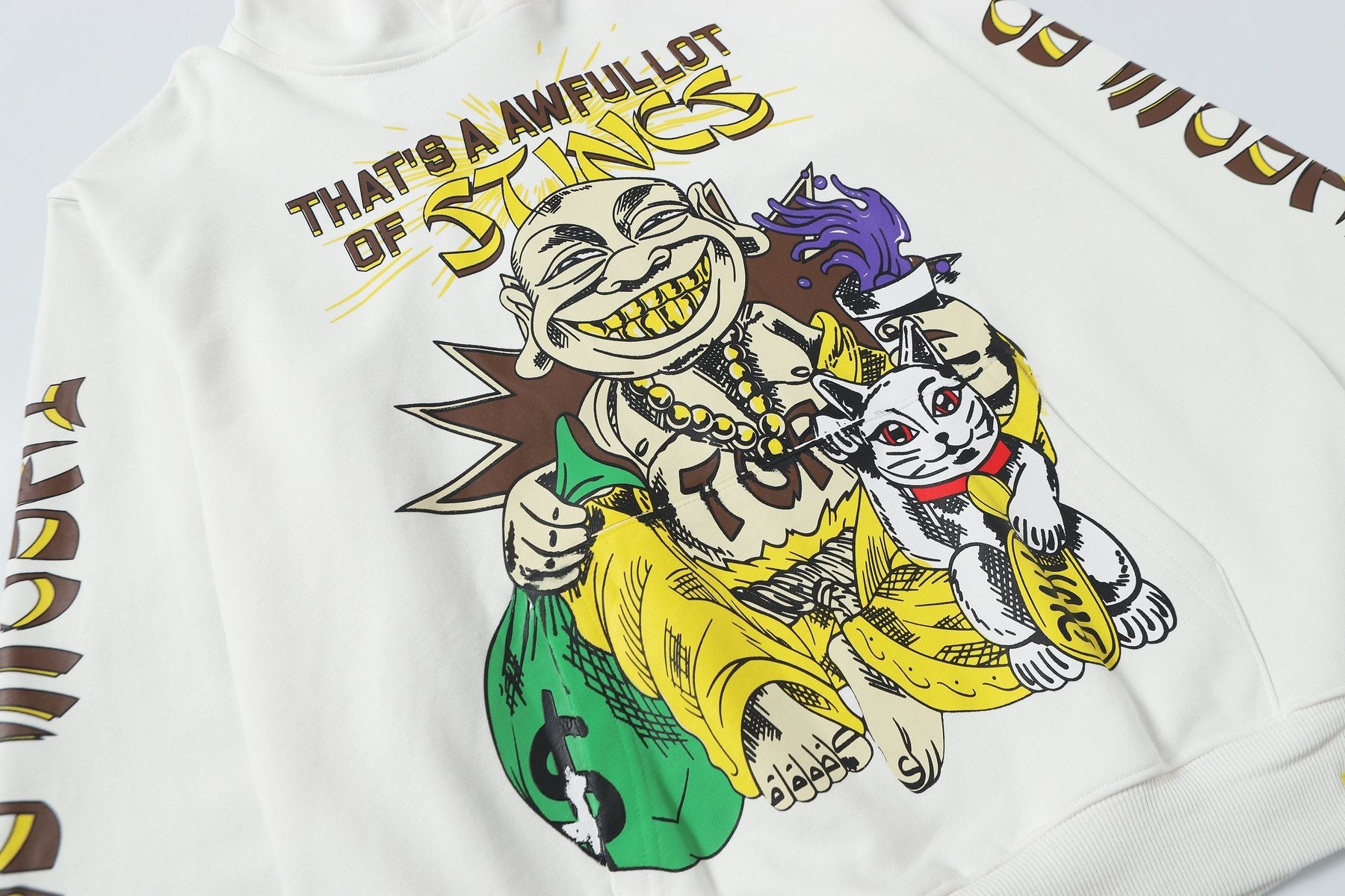 THAT'S A AWFUL LOT OF COUGH SYRUP Stings Character Graphic Hoodie — detail