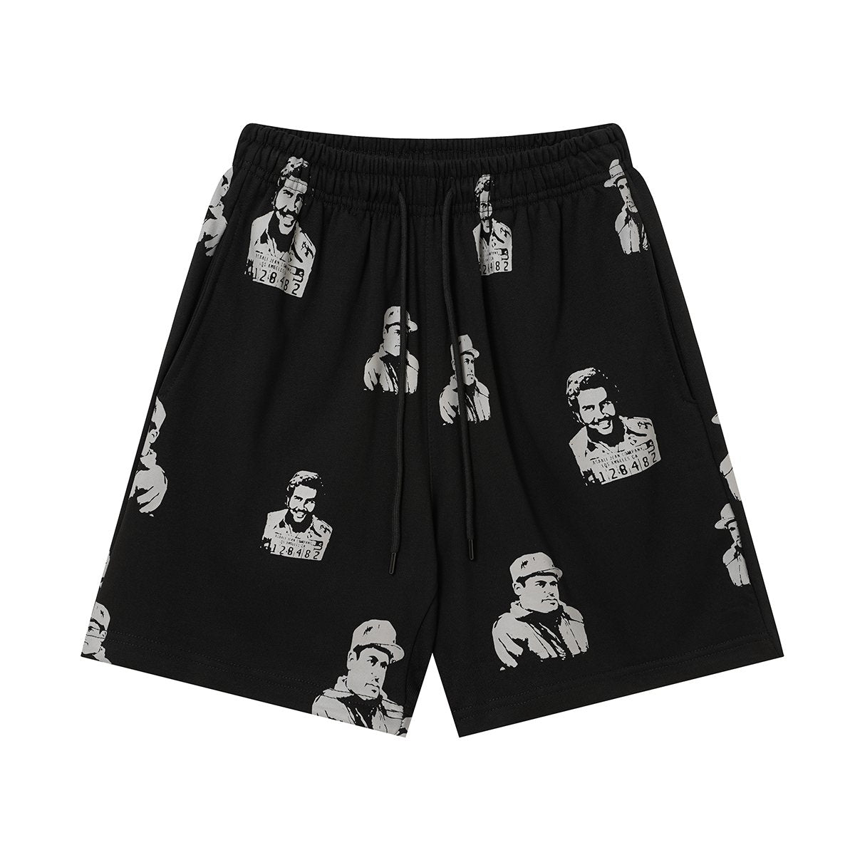 ASAALL All-Over Portrait Graphic Drawstring Shorts — front