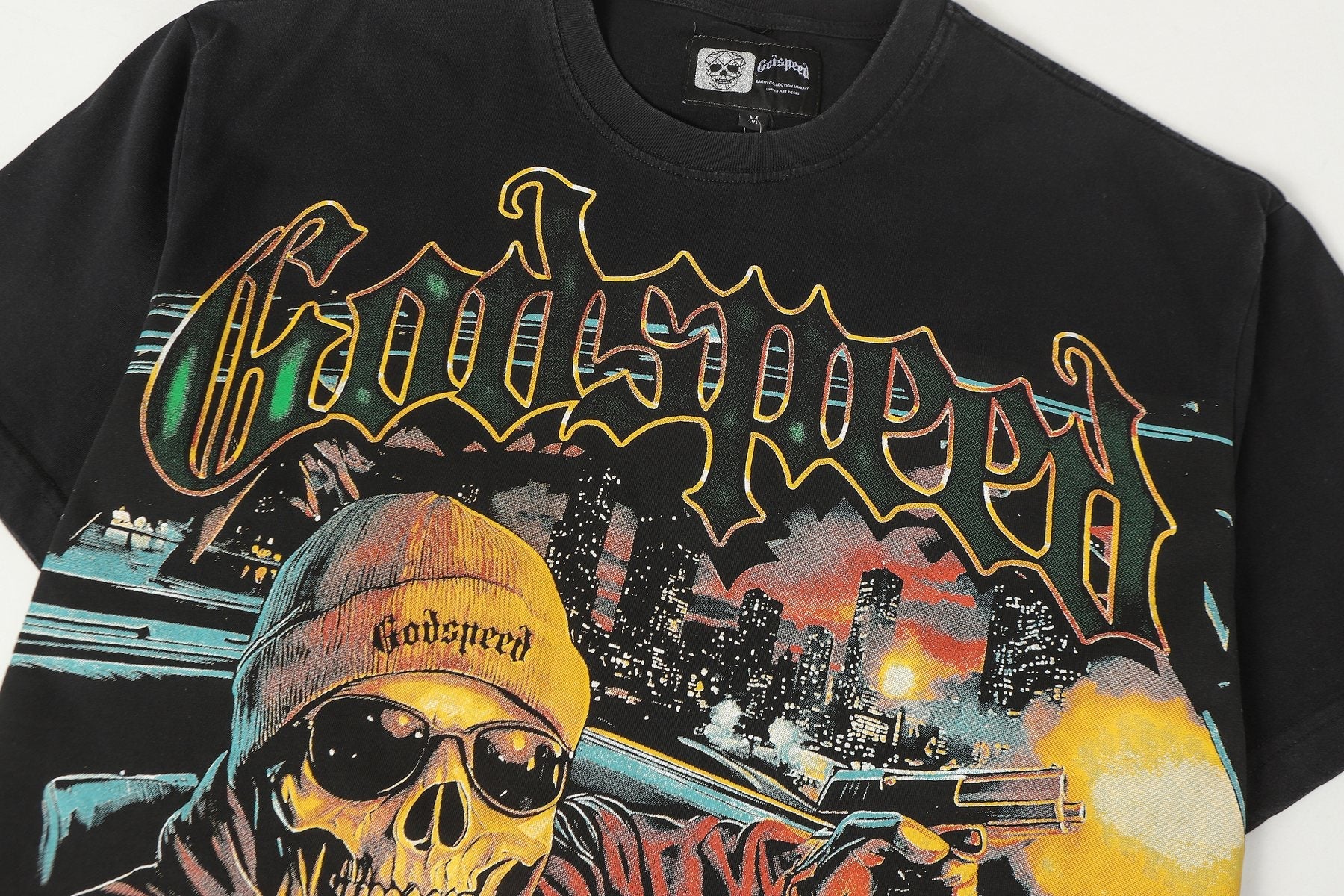 Godspeed Skull Car Graphic T-Shirt — detail