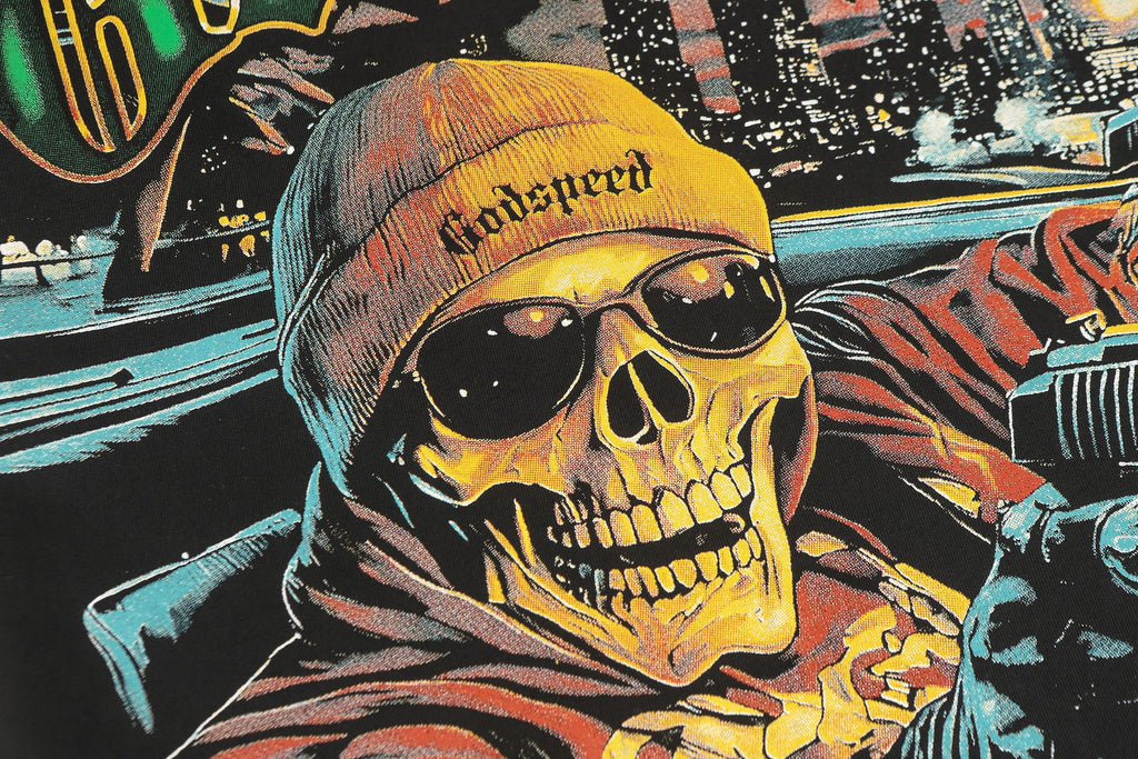 Godspeed Skull Car Graphic T-Shirt — detail