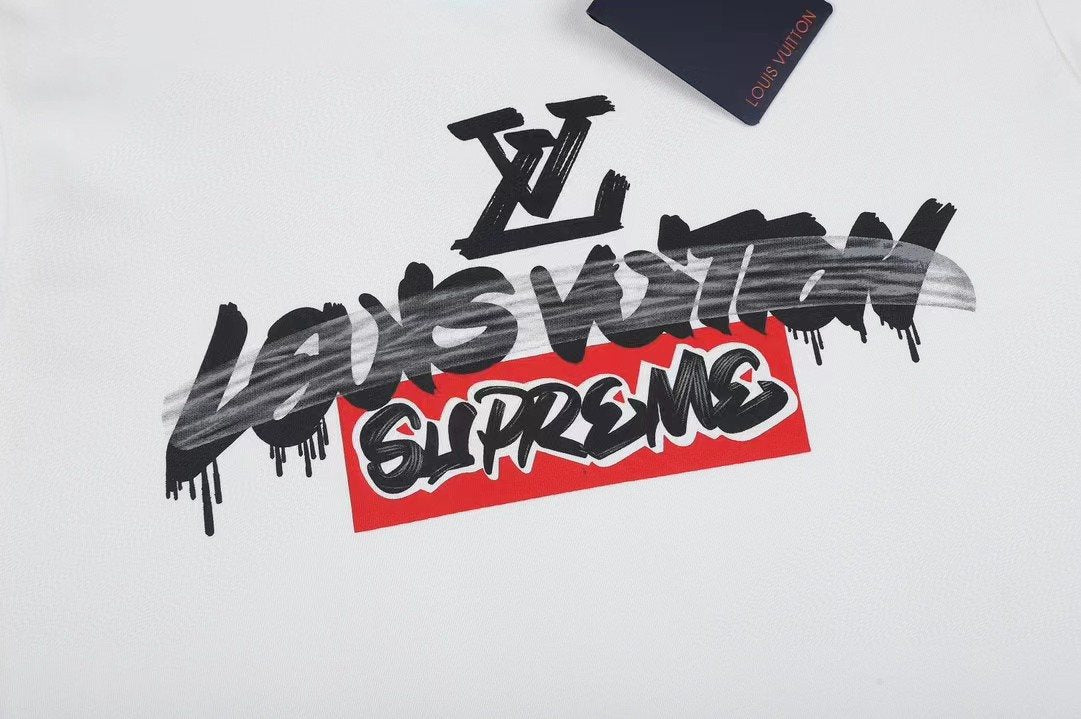 Supreme LV-Style Graffiti Graphic T-Shirt — detail