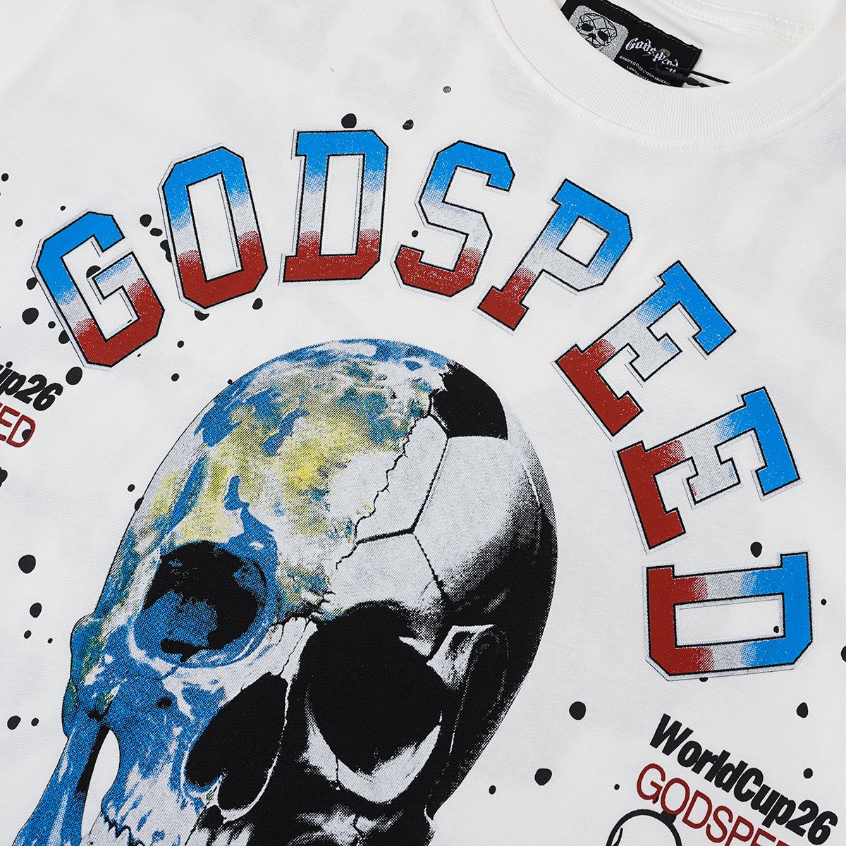 Godspeed World Cup 2026 Skull Globe T-Shirt — detail