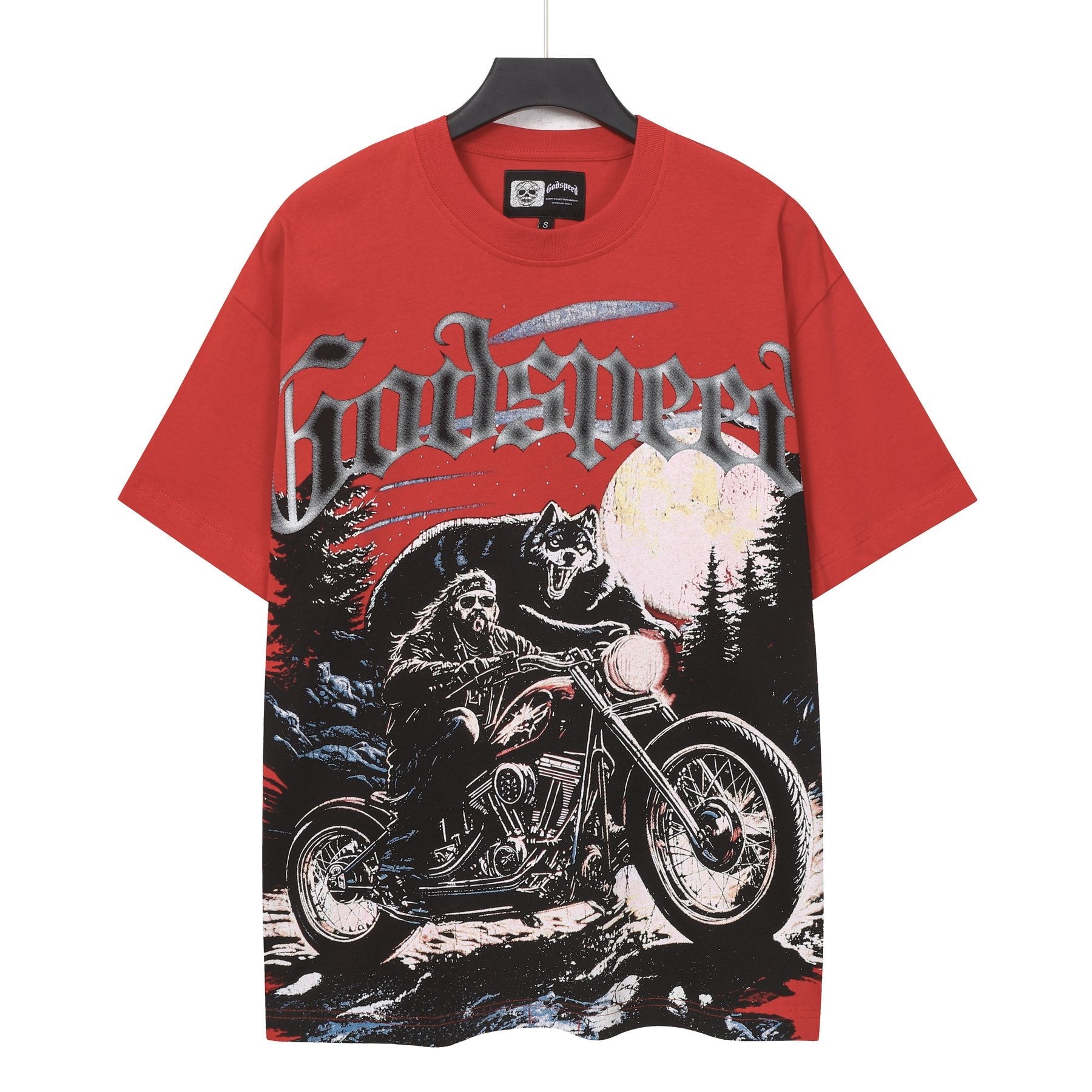 Godspeed Motorcycle Wolf Moon Graphic T-Shirt — hero