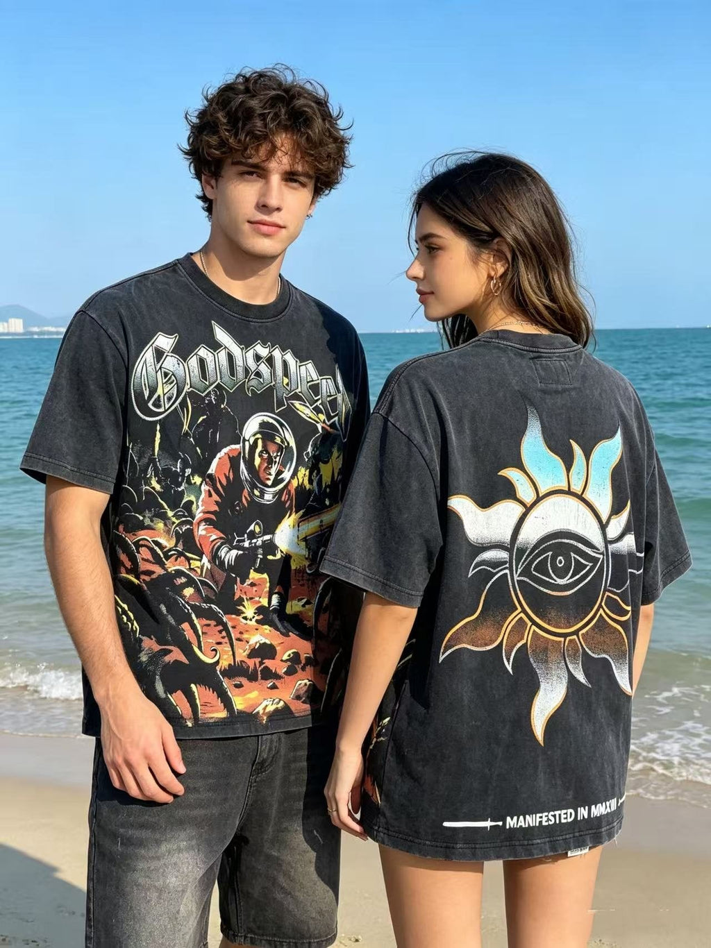 Godspeed Astronaut Sun-Eye Graphic T-Shirt — context