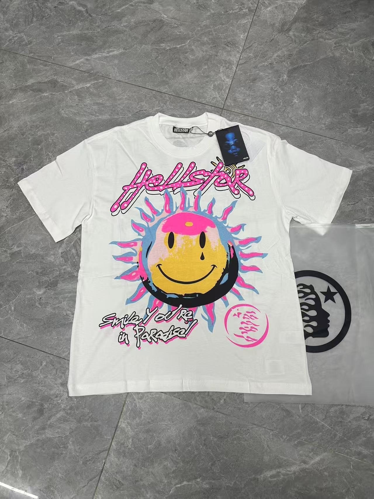 Hellstar Smiley Sun Spiral Graphic T-Shirt — context