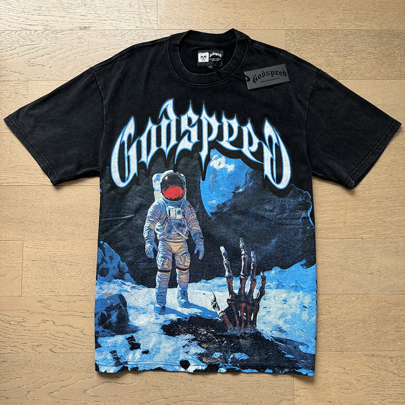 Godspeed Astronaut Moon Graphic T-Shirt — front