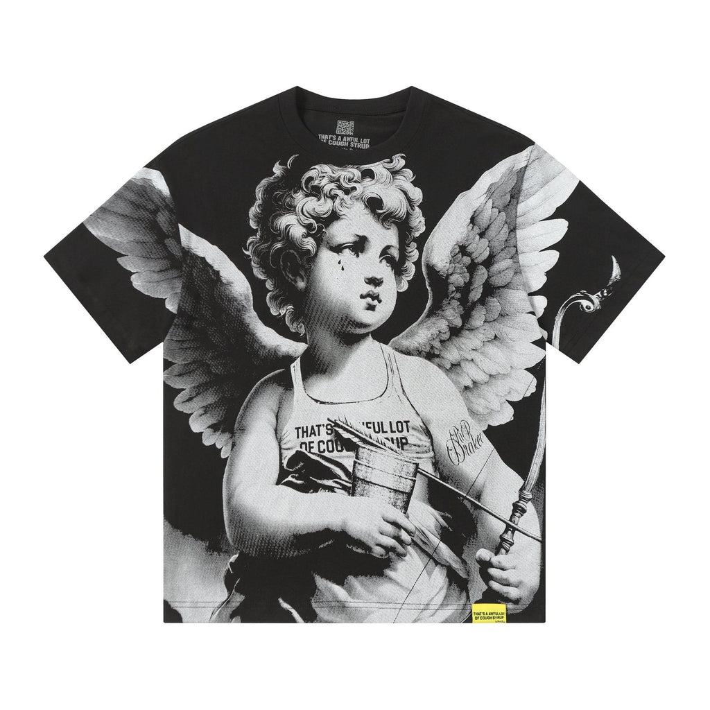 THAT'S A AWFUL LOT OF COUGH SYRUP Angel Gothic Text Graphic T-Shirt — hero
