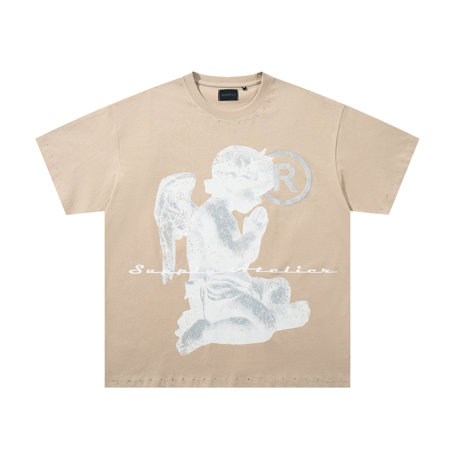 SUPPLY TEE Stud-Trim Flame Graphic T-Shirt — front