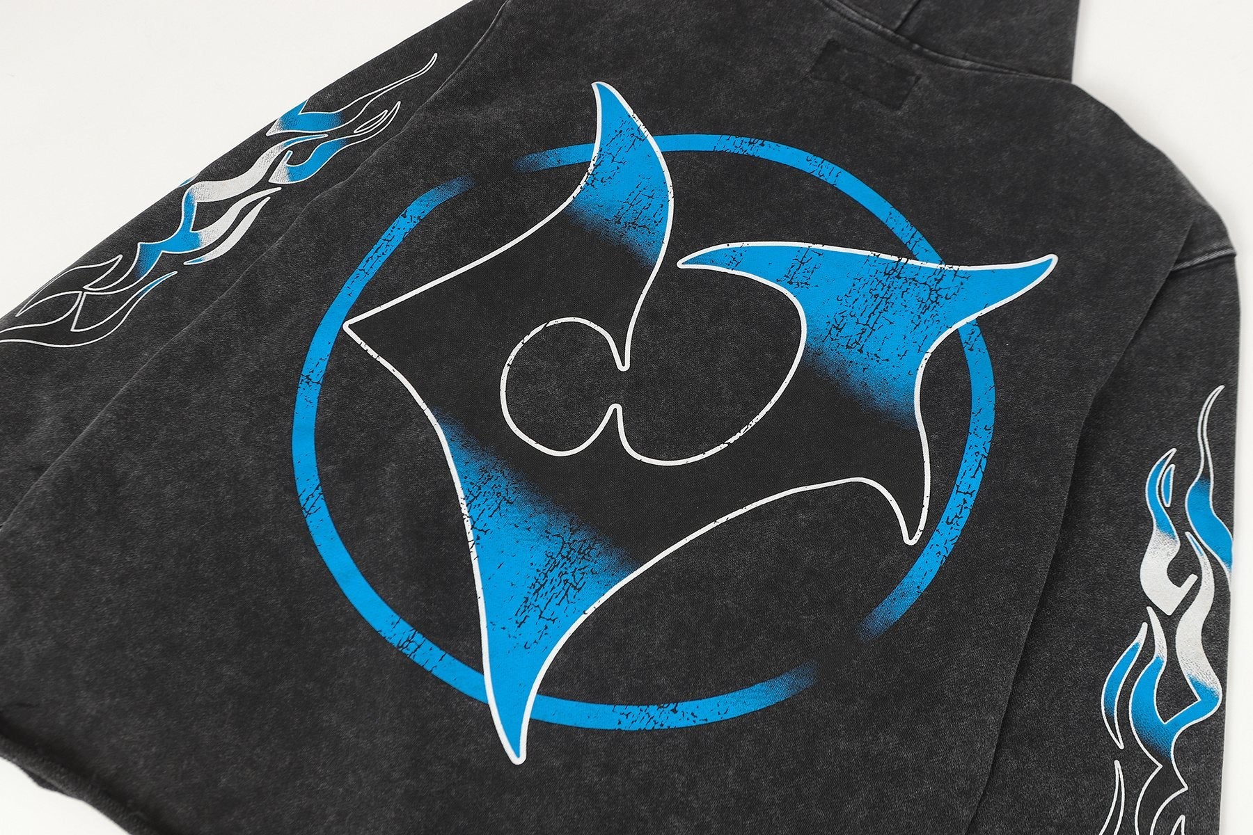 Godspeed Robot Skull Flame Graphic Hoodie — detail