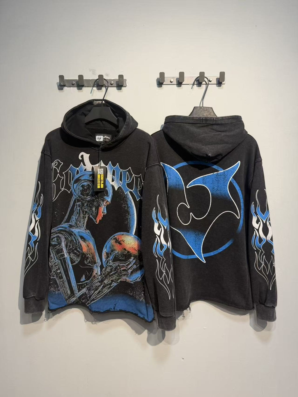 Godspeed Robot Skull Flame Graphic Hoodie — context