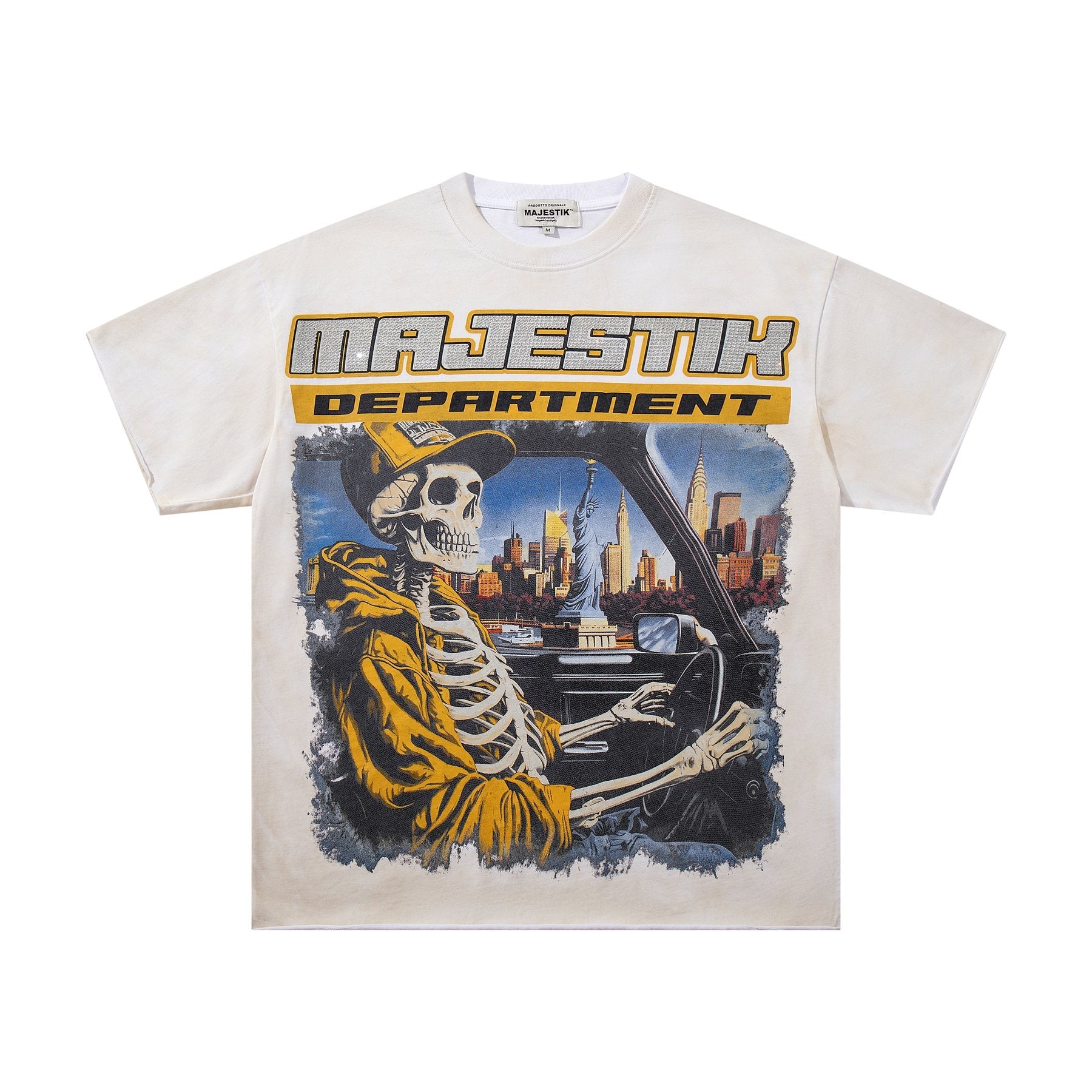 MAJESTIK Skeleton Driver Graphic T-Shirt — front