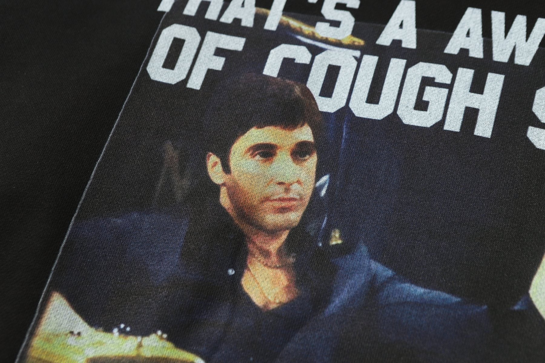 THAT'S A AWFUL LOT OF COUGH SYRUP Photo Graphic Pullover Hoodie — detail