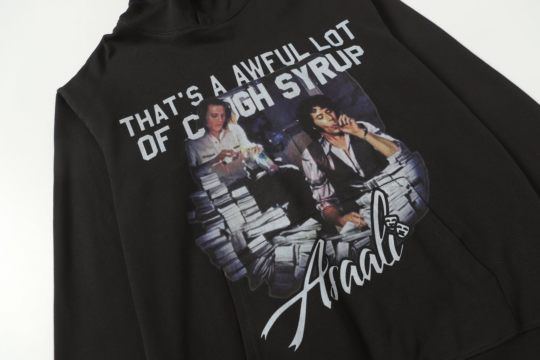 THAT'S A AWFUL LOT OF COUGH SYRUP Photo Graphic Pullover Hoodie — detail