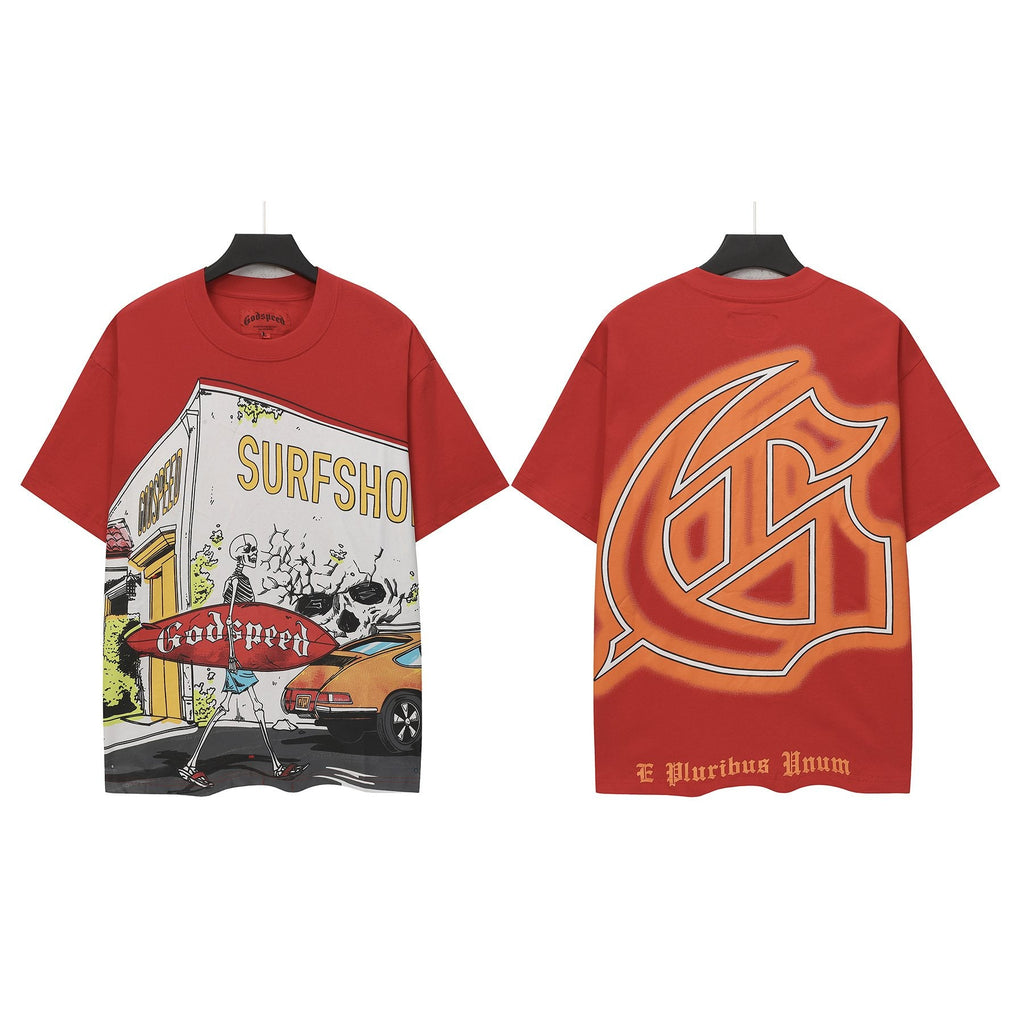 Godspeed Surfshop Street Scene Graphic T-Shirt — hero