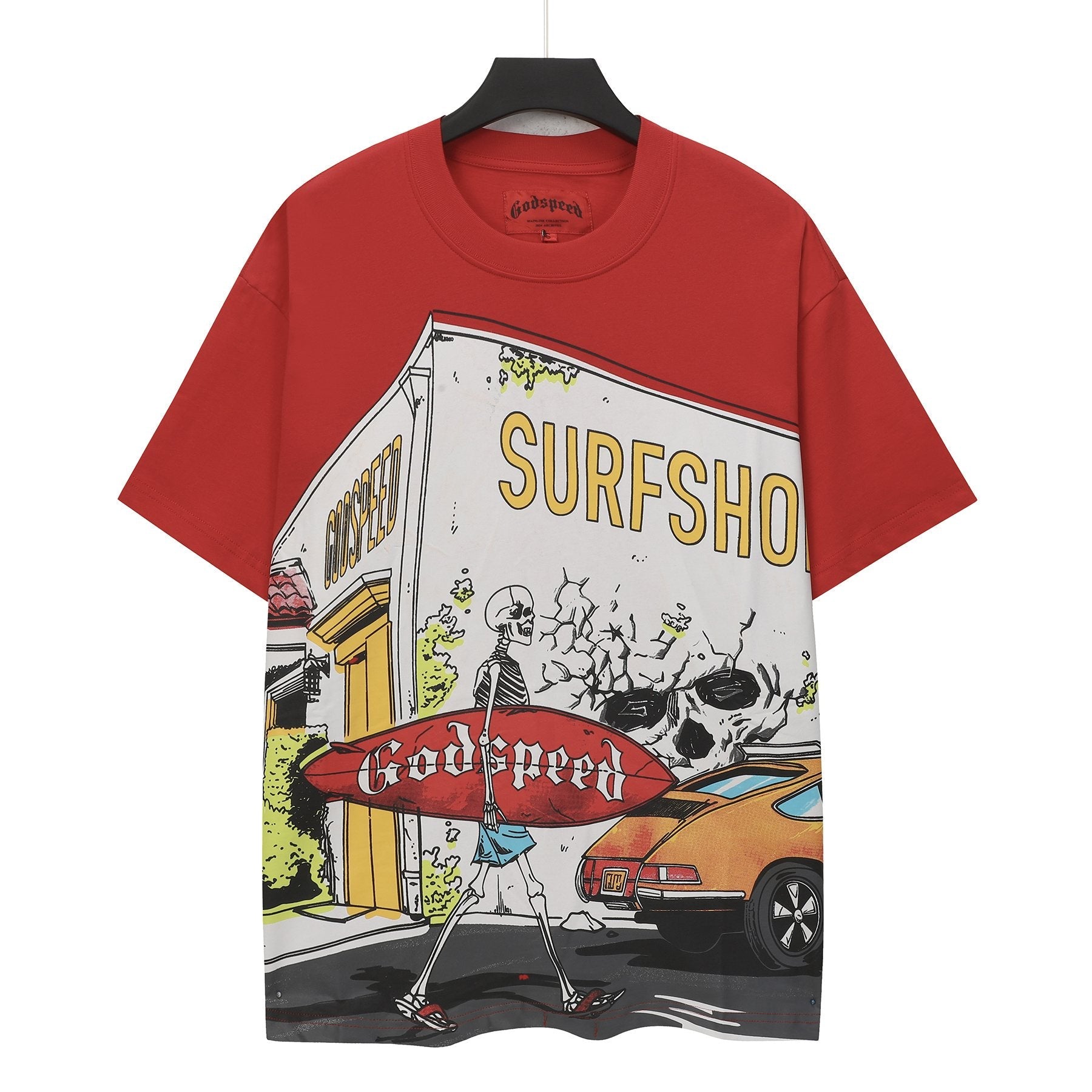 Godspeed Surfshop Street Scene Graphic T-Shirt — front