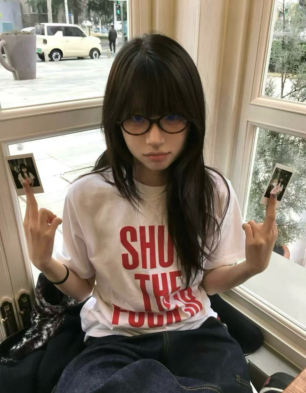 Supreme Shut The Fuck Up Graphic T-Shirt — model