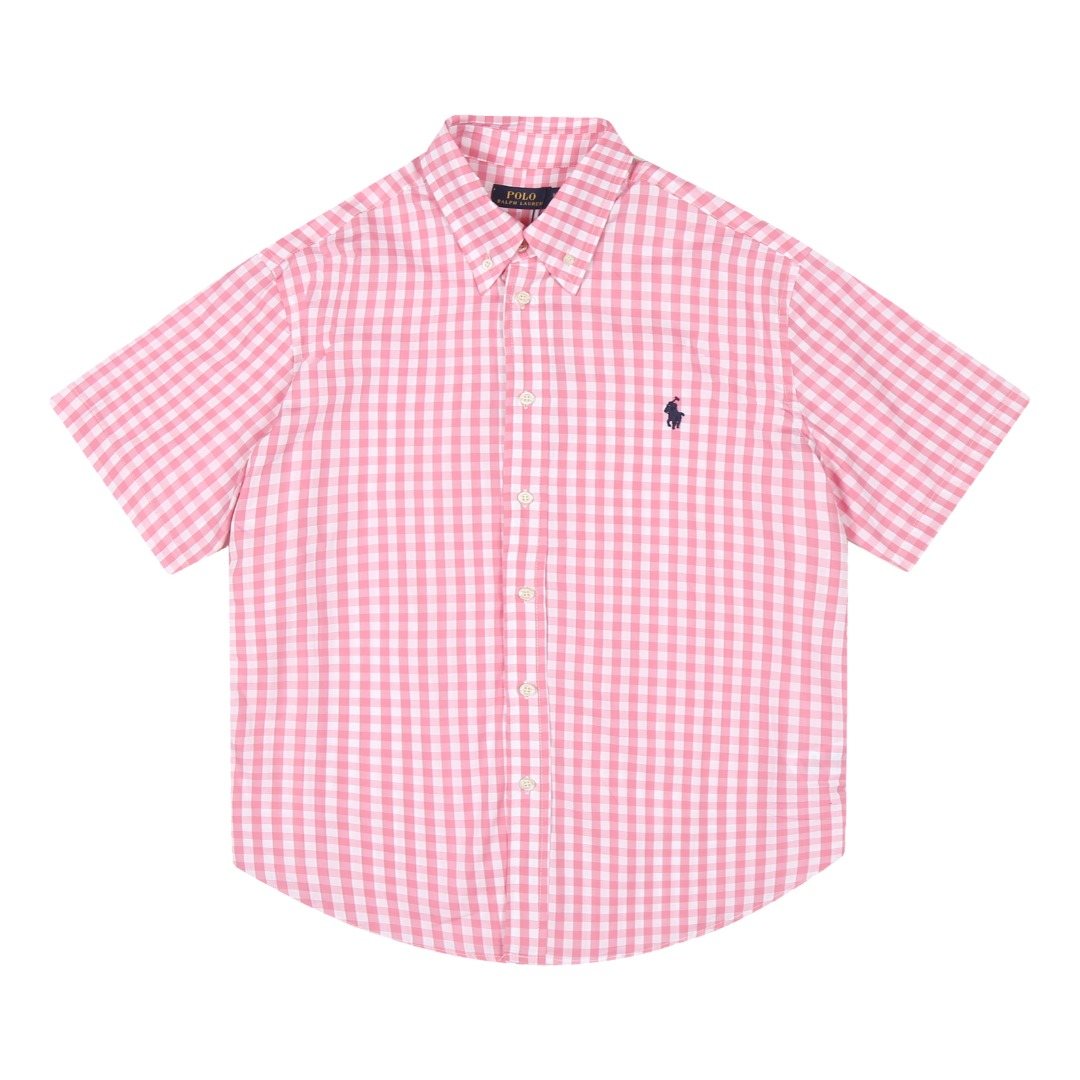 Test2-Ralph Lauren Gingham Short-Sleeve Button-Down Shirt — front