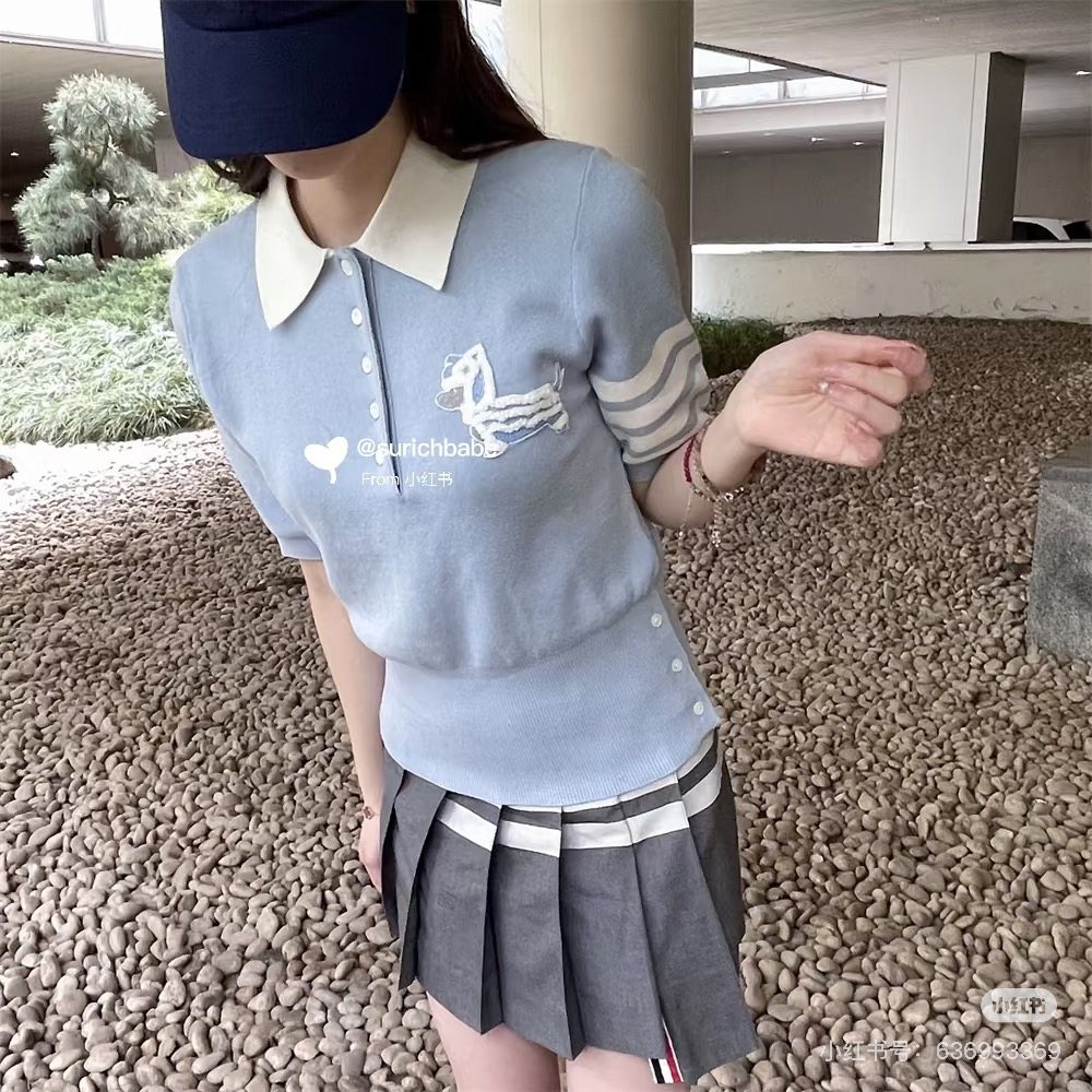 Test2-Thom Browne Dog Motif Knit Polo Shirt — hero