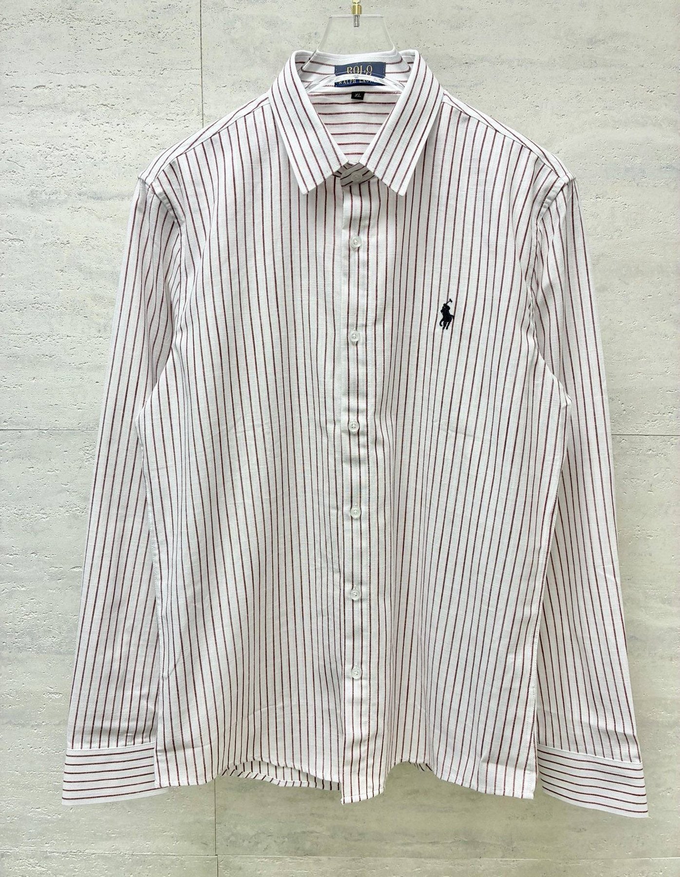 Test2-Ralph Lauren Striped Embroidered Long-Sleeve Button-Up Shirt — detail