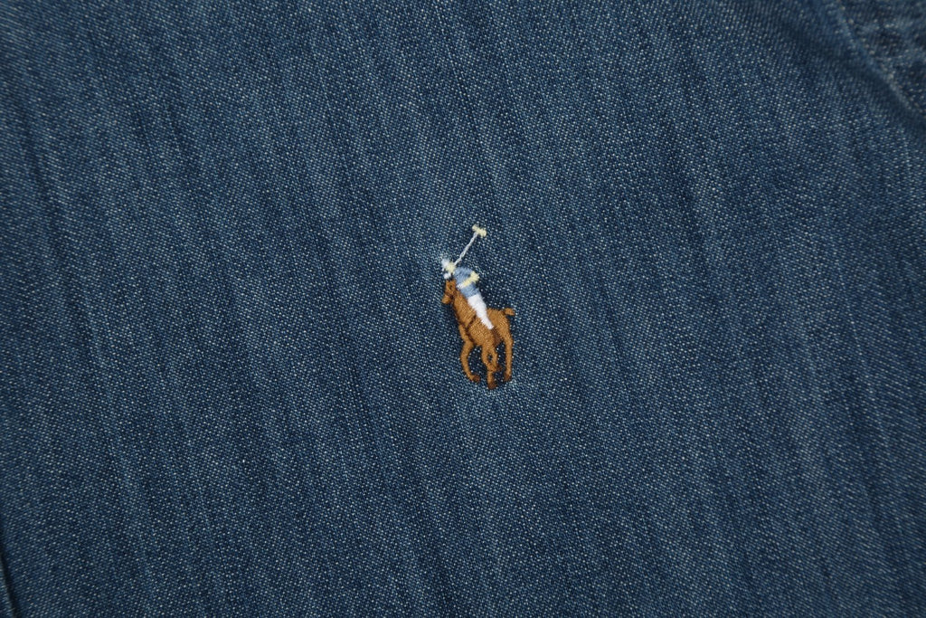 Test2-Ralph Lauren Slub Denim Short-Sleeve Button-Up Shirt — detail