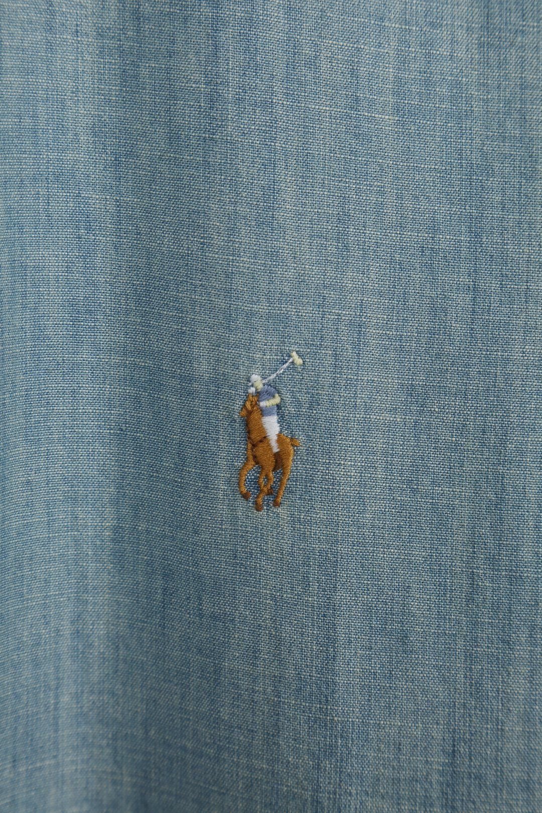 Test2-Ralph Lauren Slub Denim Short-Sleeve Button-Up Shirt — detail