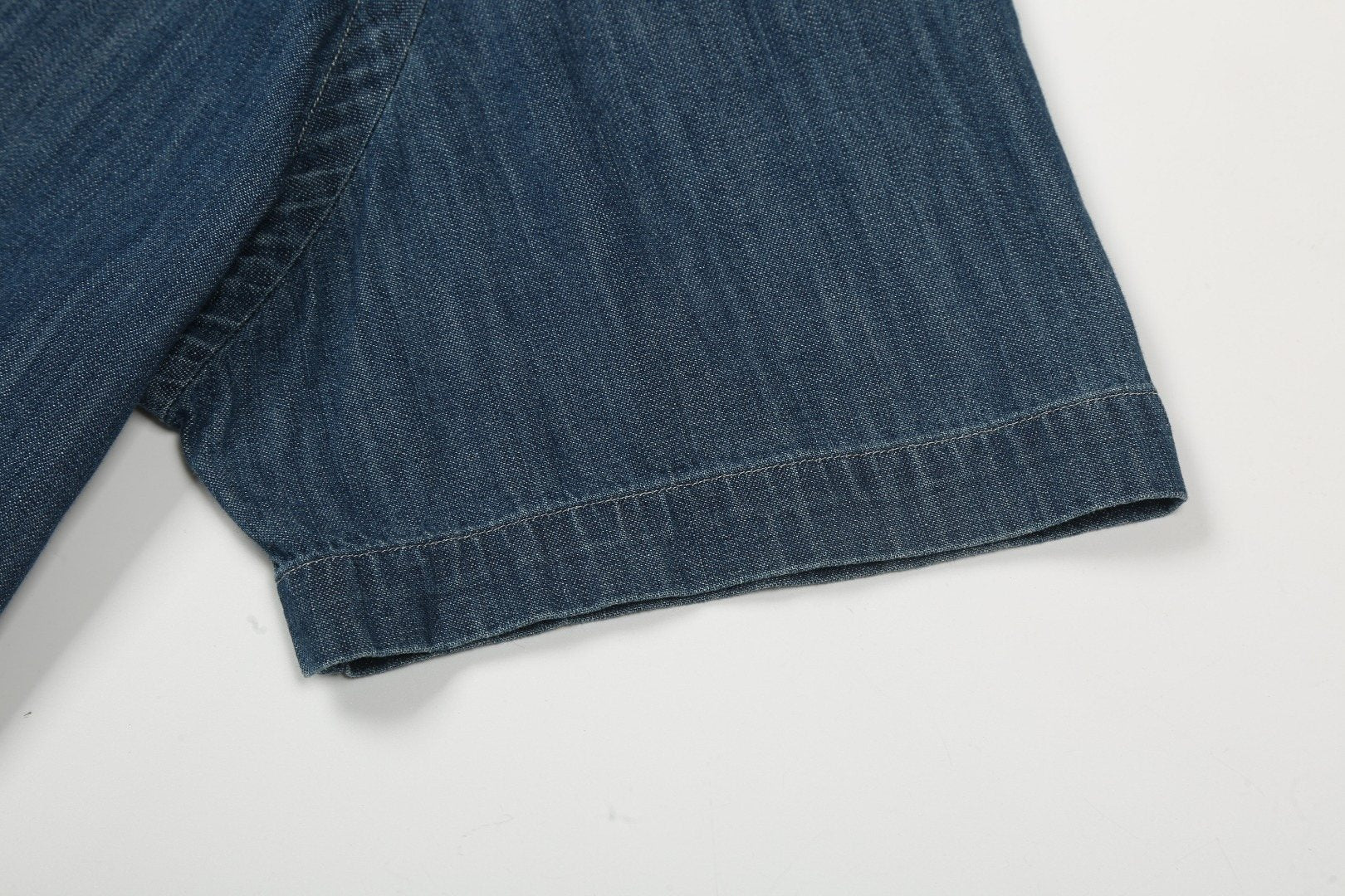 Test2-Ralph Lauren Slub Denim Short-Sleeve Button-Up Shirt — detail